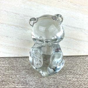 Fenton signed clear glass bear figurine